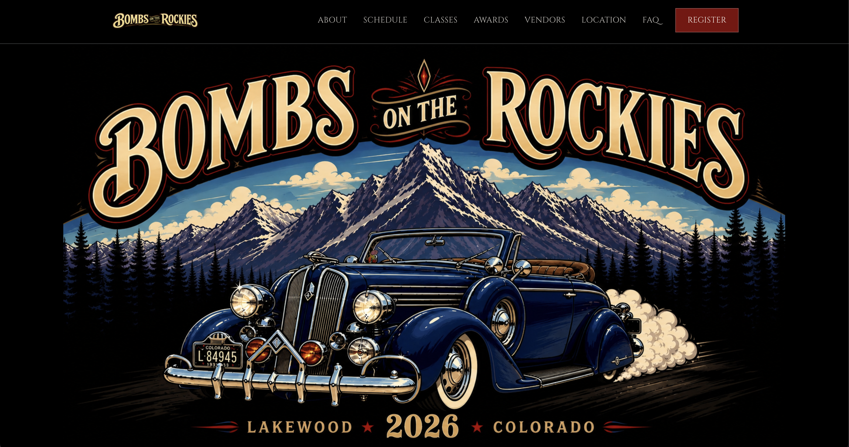 Bombs on the Rockies website, Colorado car club event site